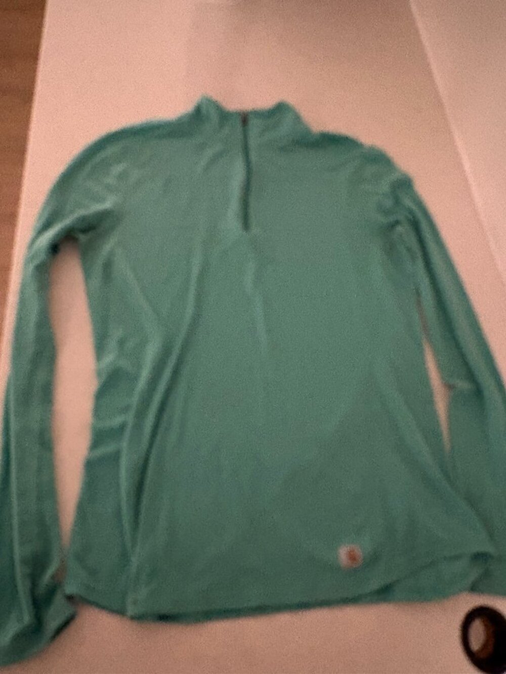 Carhartt 1/4 Zip Long Sleeve Top XS Xtra Small 0-2 Light Green Polyester Blend